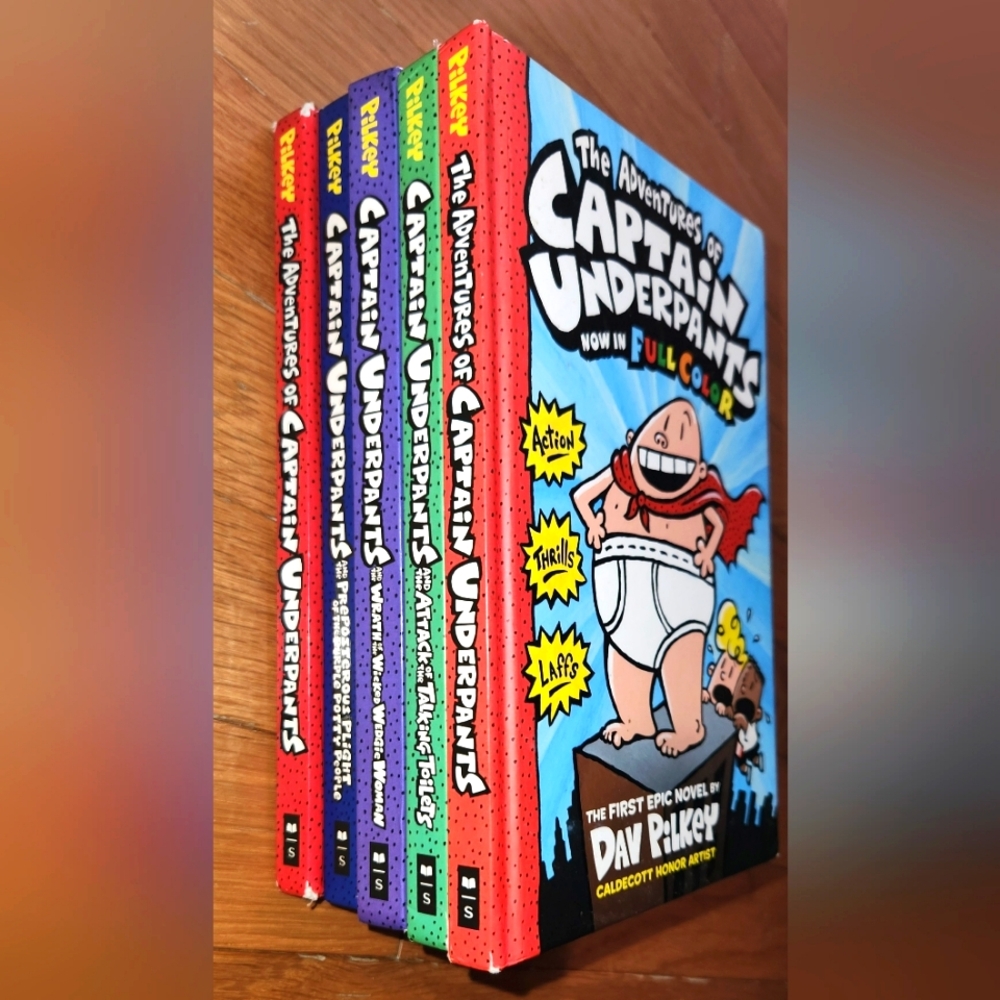 5PCS VINTAGE  COLOR CAPTAIN UNDERPANTS BOOKS NO SEPARATING Great DEAL